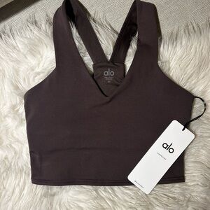 Alo V-Neck Sports Bra in Raisin
